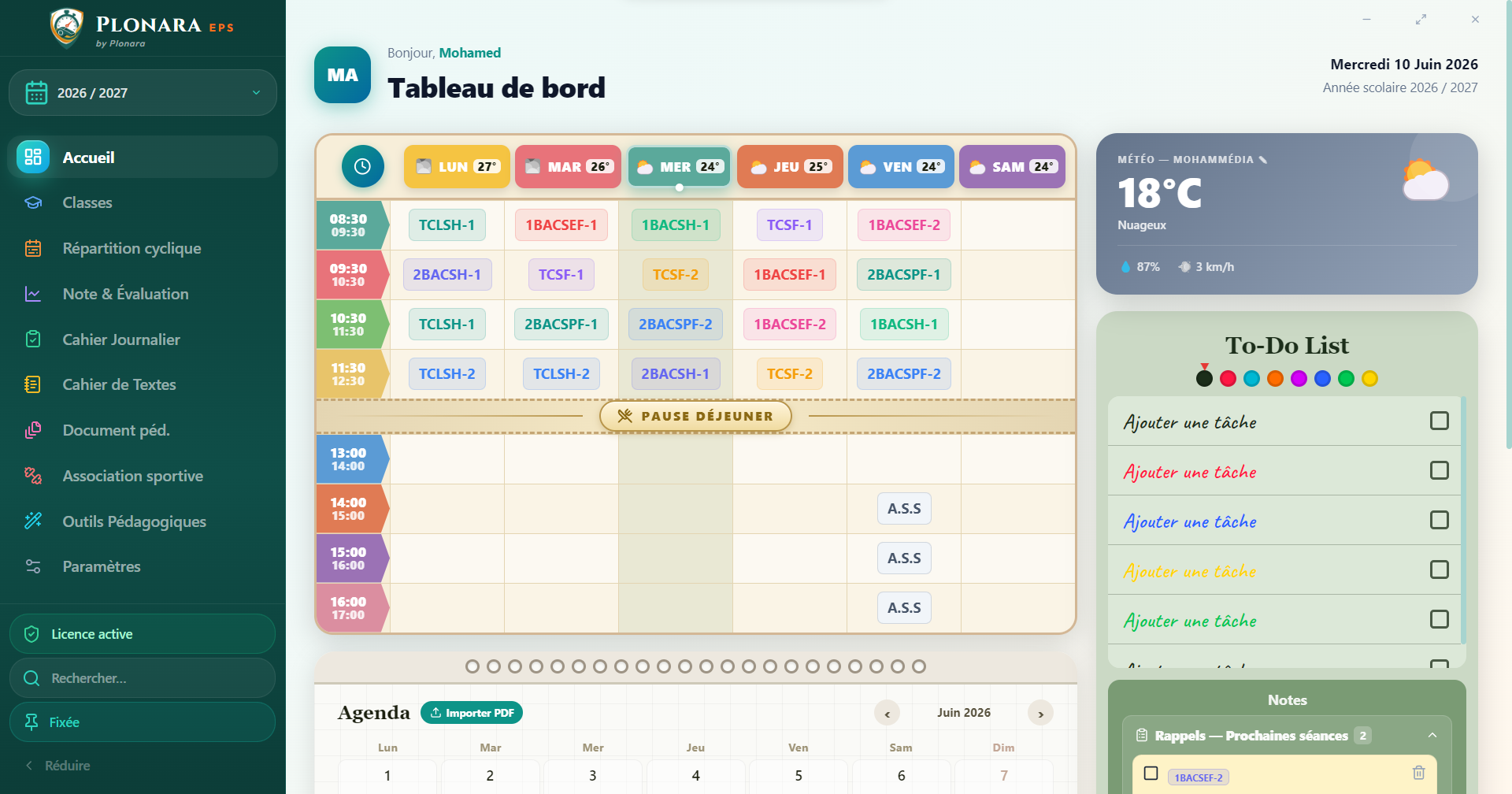 Tableau de bord